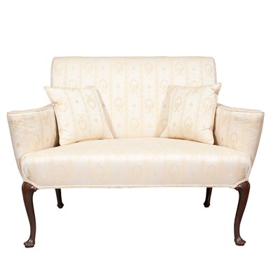 Lot 232 - Queen Anne Style Mahogany Upholstered Settee...