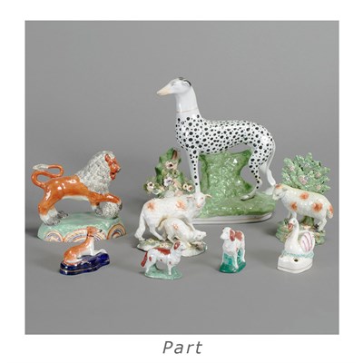 Lot 257 - Group of Staffordshire and Staffordshire Style...