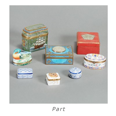 Lot 255 - Group of Boxes Including hardstone examples,...