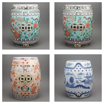Lot 201 - Pair of Chinese Famille Rose Porcelain Garden...