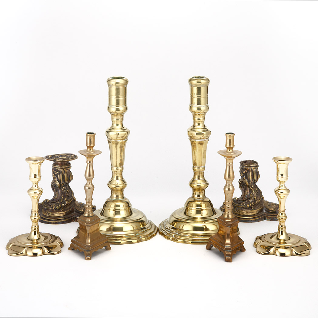 Lot 168 - Four Pairs of Brass Candlesticks Height of...