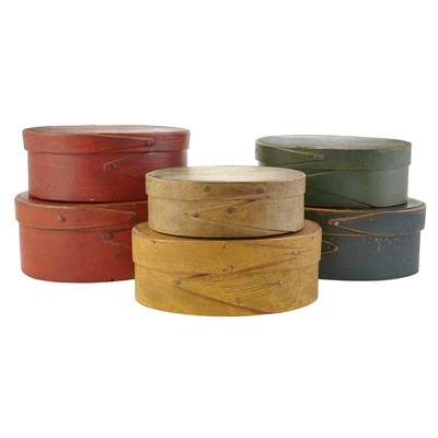 Lot 222 - Group of Six Painted Bentwood Utility Boxes...