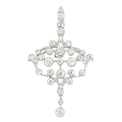 Lot 320 - Platinum and Diamond Pendant-Brooch, Tiffany & Co.