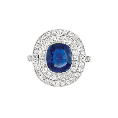 Lot 327 - Platinum, Sapphire and Diamond Ring