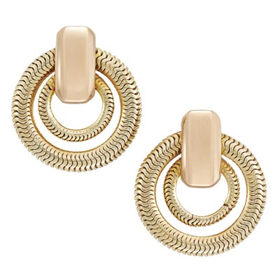 Lot 161 - Pair of Two-Color Gold Hoop Earrings