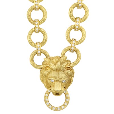 Lot 175 - Gold and Diamond Lion Head Necklace, Van Cleef & Arpels