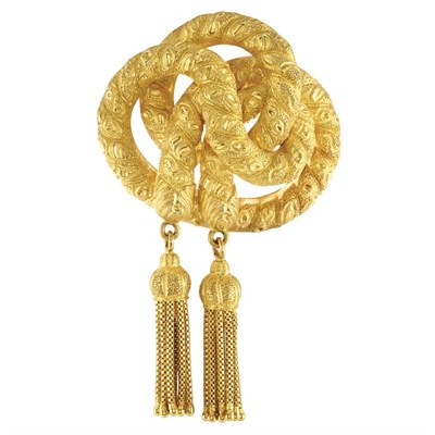 Lot 301 - Antique Gold Tassel Brooch and Pair of Pendant-Earrings