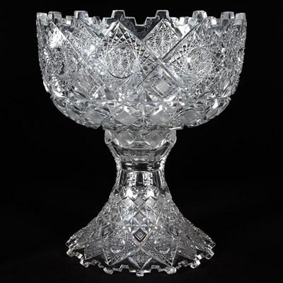 Lot 533 - Cut Glass Punch Bowl and Stand The bowl with a...