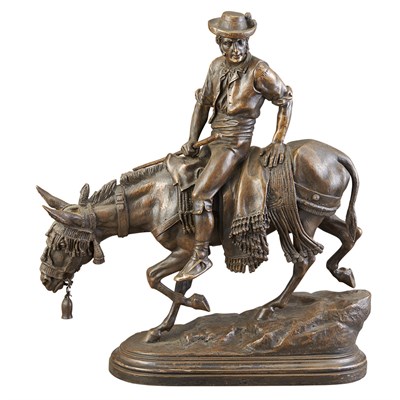 Lot 494 - Bronze Figural Group of a Spanish Cowboy on a...