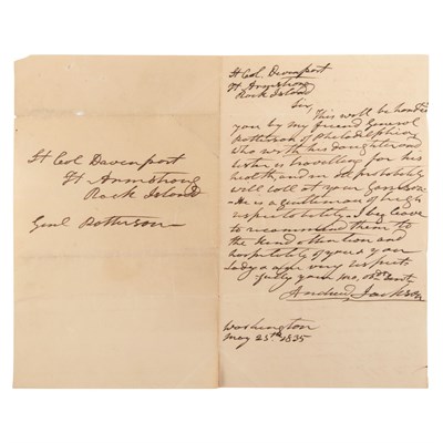 Lot 38 - JACKSON, ANDREW Autograph letter signed....