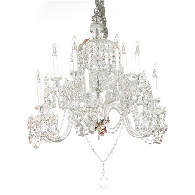 Lot 591 - George III Style Glass Twelve-Light Chandelier...