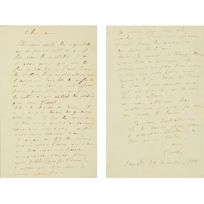 Lot 75 - RENOIR, PIERRE AUGUST Two page autograph...