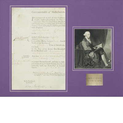 Lot 30 - HANCOCK, JOHN Document signed. Marblehead: 23...