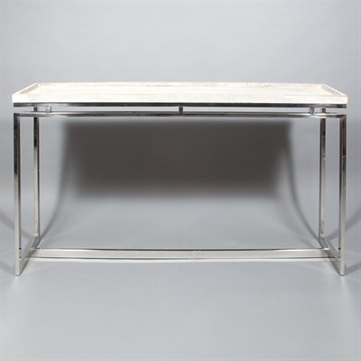 Lot 565 - Chrome and Stained Wood Console Contemporary...