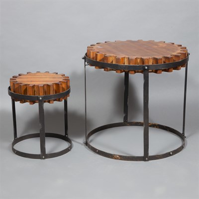 Lot 173 - Two Industrial Style Wood and Metal Side...