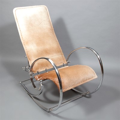 Lot 139 - Cowhide and Chrome Rocking Chair