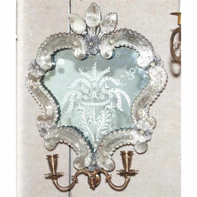 Lot 452 - Pair of Venetian Style Mirrored Back Glass Two-...