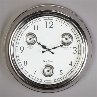 Lot 212 - Chrome Wall Clock Diameter 16 3/4 inches.
