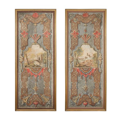 Lot 113 - Pair of Italian Painted Canvas Panels 19th...