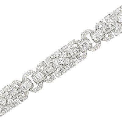 Lot 398 - Platinum and Diamond Bracelet