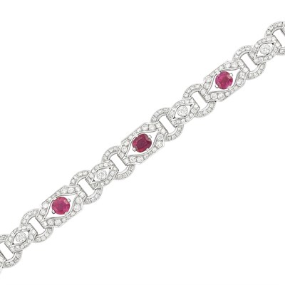 Lot 410 - Platinum, Ruby and Diamond Bracelet