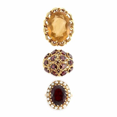 Lot 844 - Three Gold and Gem-Set Rings
