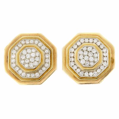 Lot 353 - Pair of Gold and Diamond Earclips