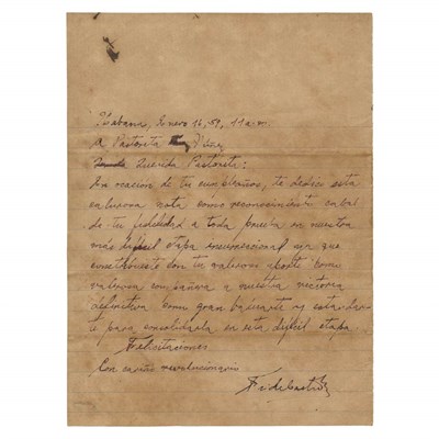 Lot 65 - CASTRO, FIDEL Autograph letter signed, dated...