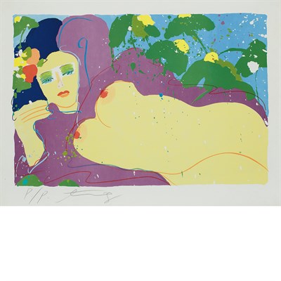 Lot 195 - Walasse Ting (1929-2010) [RECLINING NUDE];...
