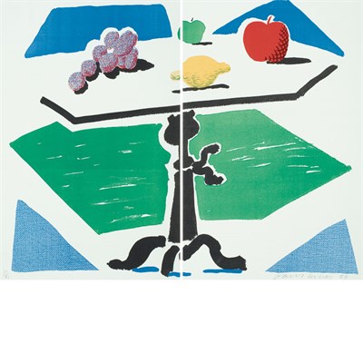 Lot 64 - David Hockney APPLES, GRAPES AND LEMON ON A...