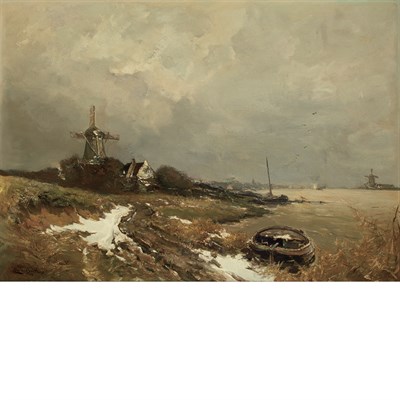 Lot 17 - Louis Apol Dutch, 1850-1936 A Late Winter's...