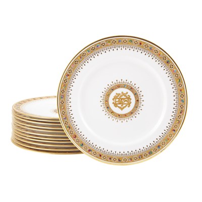 Lot 408 - Set of Twelve Copeland Parcel Gilt Porcelain...