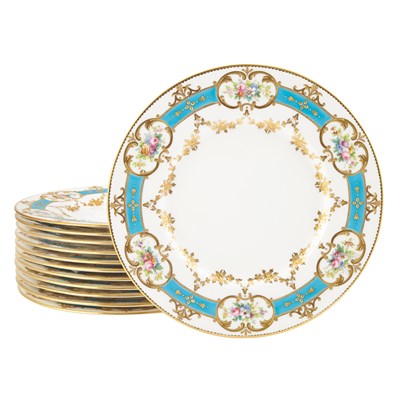 Lot 356 - Set of Twelve Minton Enameled and Partial Gilt...