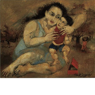Lot 126 - Philip Evergood American, 1901-1973 Mother and...