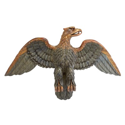 Lot 286 - Carved Painted and Parcel Gilt Spread Wing...