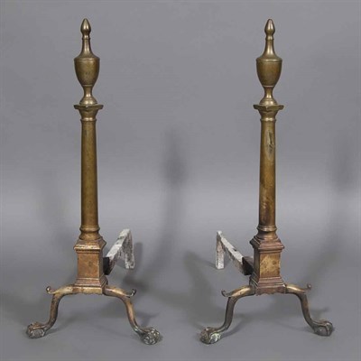 Lot 266 - Pair of Chippendale Brass Andirons Late 18th...