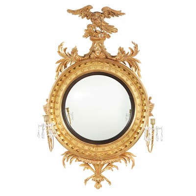 Lot 275 - Federal Gilt-Wood Girandole Mirror Last...