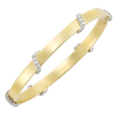 Lot 204 - Gold, Platinum and Diamond  Bangle Bracelet, Verdura
