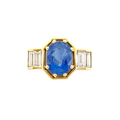 Lot 406 - Gold, Sapphire and Diamond Ring
