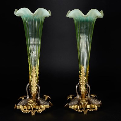 Lot 390 - Pair of Continental Gilt and Silvered Bronze...