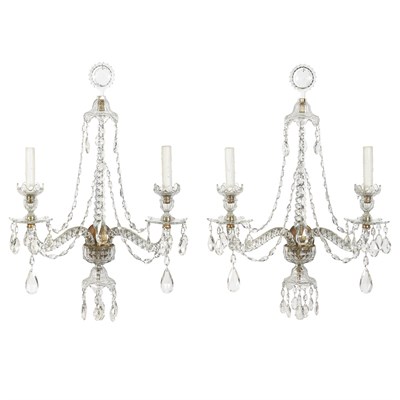 Lot 229 - Pair of George III Style Glass Two-Light Wall...
