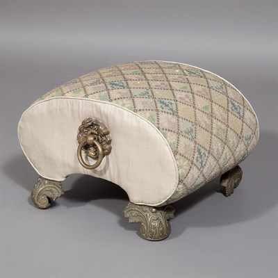 Lot 307 - English Needlepoint Upholstered Brass...