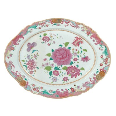 Lot 332 - Chinese Famille Rose Porcelain Platter Late...