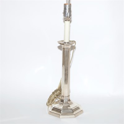 Lot 395 - English Silver Candlestick Lamp Hawkesworth,...