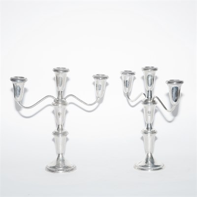 Lot 410 - Pair of Sterling Silver Three-Light Candelabra...