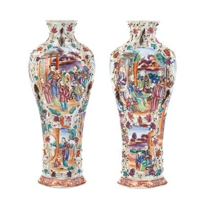 Lot 333 - Pair of Chinese Famille Rose Porcelain Vases...