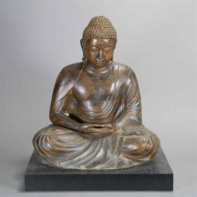 Lot 309 - Asian Patinated-Metal Figure of a Seated...