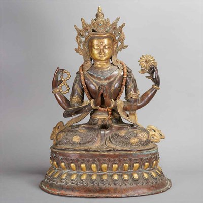 Lot 341 - Asian Gilt and Patinated-Metal Figure of a...