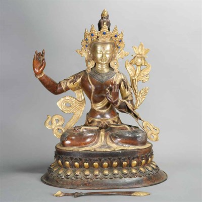 Lot 640 - Chinese Parcel Gilt and Patinated-Metal Figure...