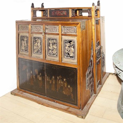 Lot 302 - Asian Lacquered Panel Inlaid Hardwood Chest...